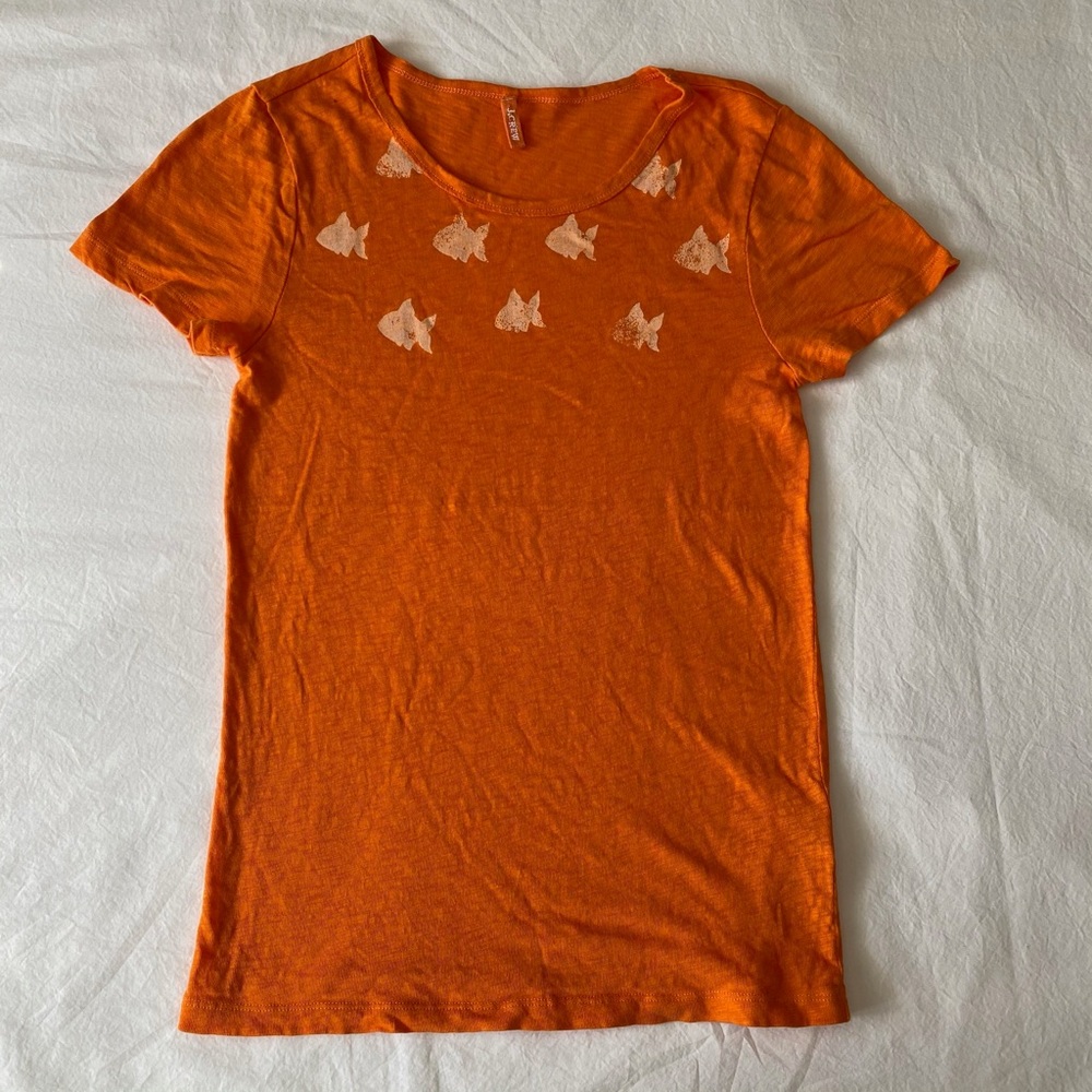 J. Crew Orange Fish Print T-Shirt